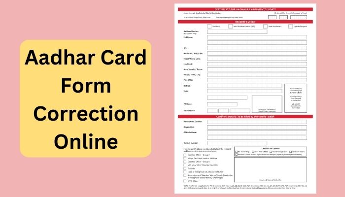 Aadhar Card Form Correction Online