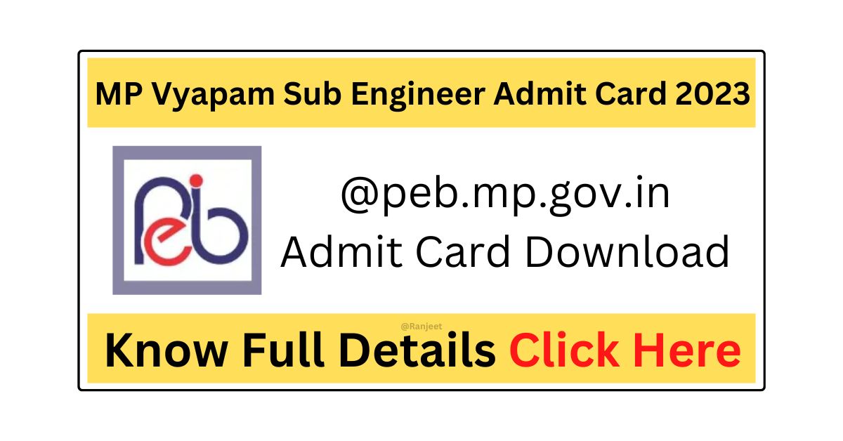 MP Vyapam Sub Engineer Admit Card 2023