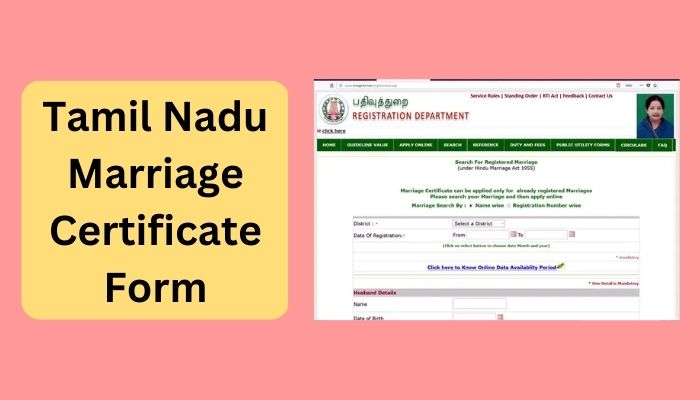 Tamil Nadu Marriage Certificate Form